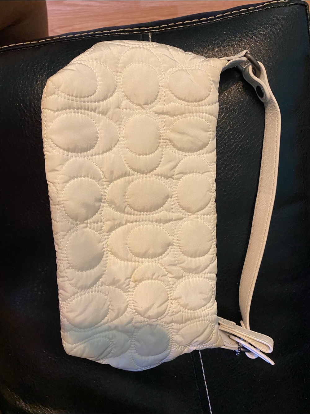 Coach White Quilted Wristlet Clutch